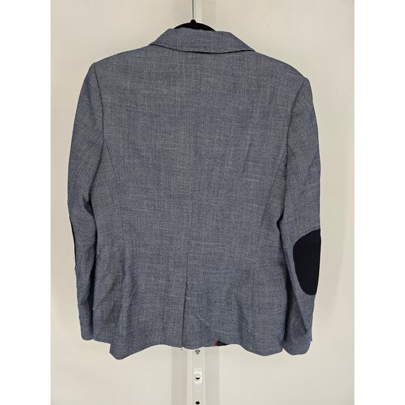 Tommy Hilfiger Womens Sz 8 Suit Jacket Blazer w/ Elbow Patches Light Blue Preppy - Picture 4 of 5